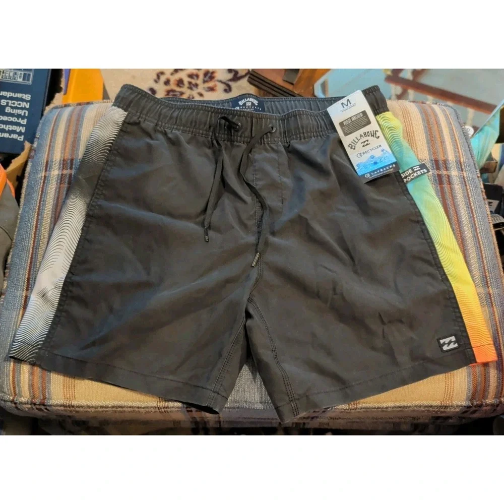 New NWT Billabong Recycler Layback Floral Swim Shorts Mens M Wave Washed Unlined